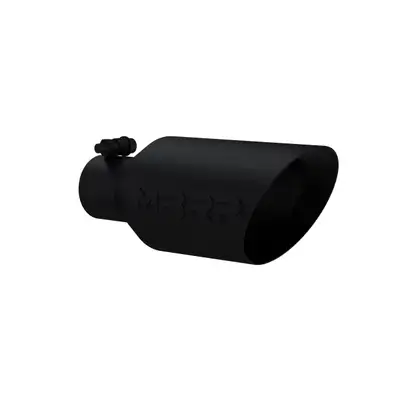 MBRP Exhaust Armor BLK Exhaust Tip; 2.5 in. Inlet Diameter; 4.5 in. Outlet Diameter; 11 in. Length; Dual Wall; Angled Rolled End; T304 Stainless Steel; Black Coated;