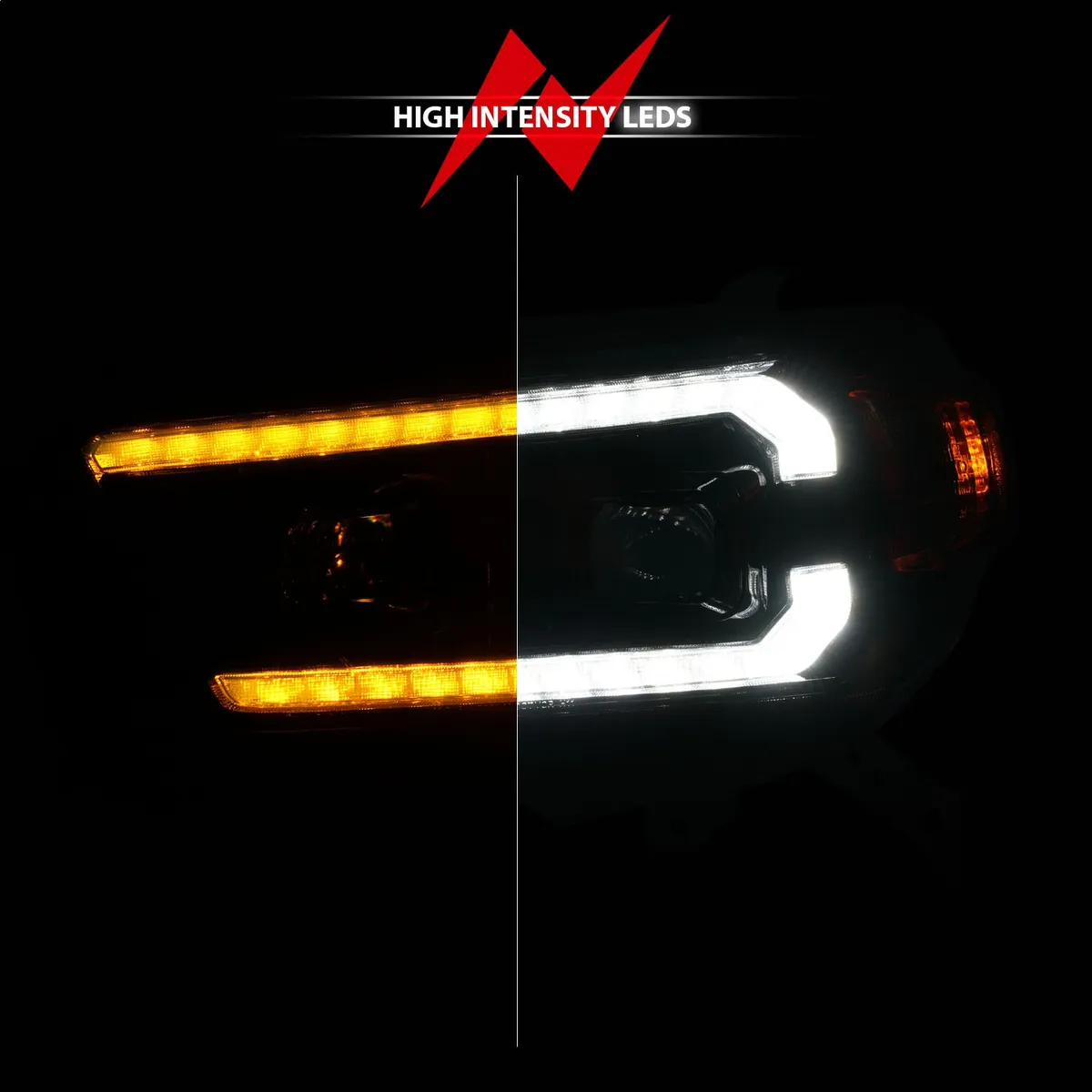 Toyota 4runner 10-13 Projector Plank Style Headlights Black w/ Sequential Signal & DRL product image