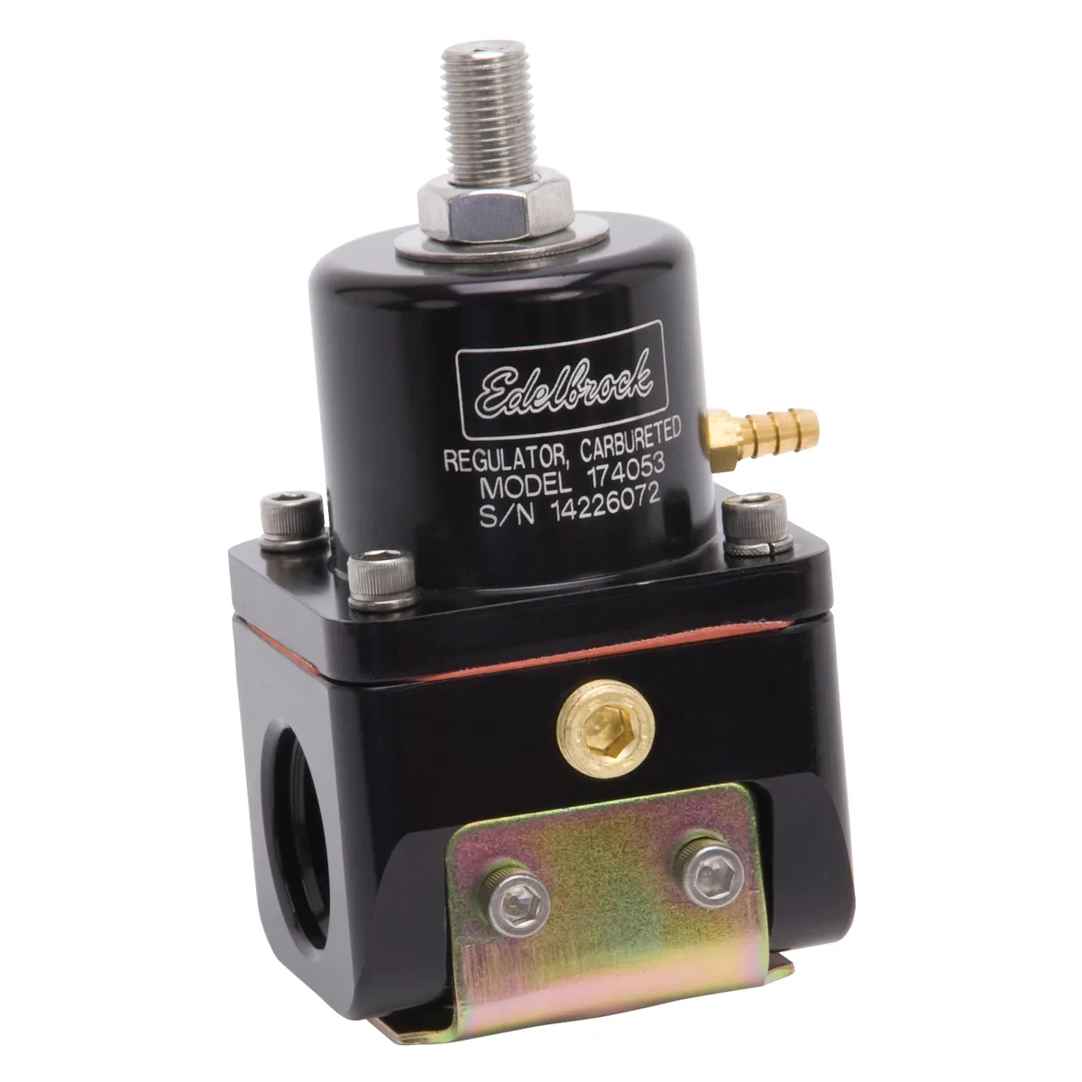 Edelbrock 174053 Carbureted Adjustable Bypass Fuel Pressure Regulator (180 GPH) in Black Finish product image