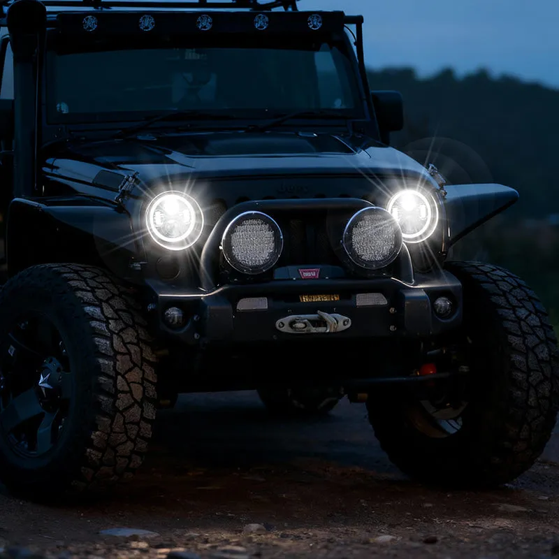 Best Seller Jeep Wrangler LED Headlights with Halo DRL & Turn Signals for 1997–2018 JK CJ TJ product image