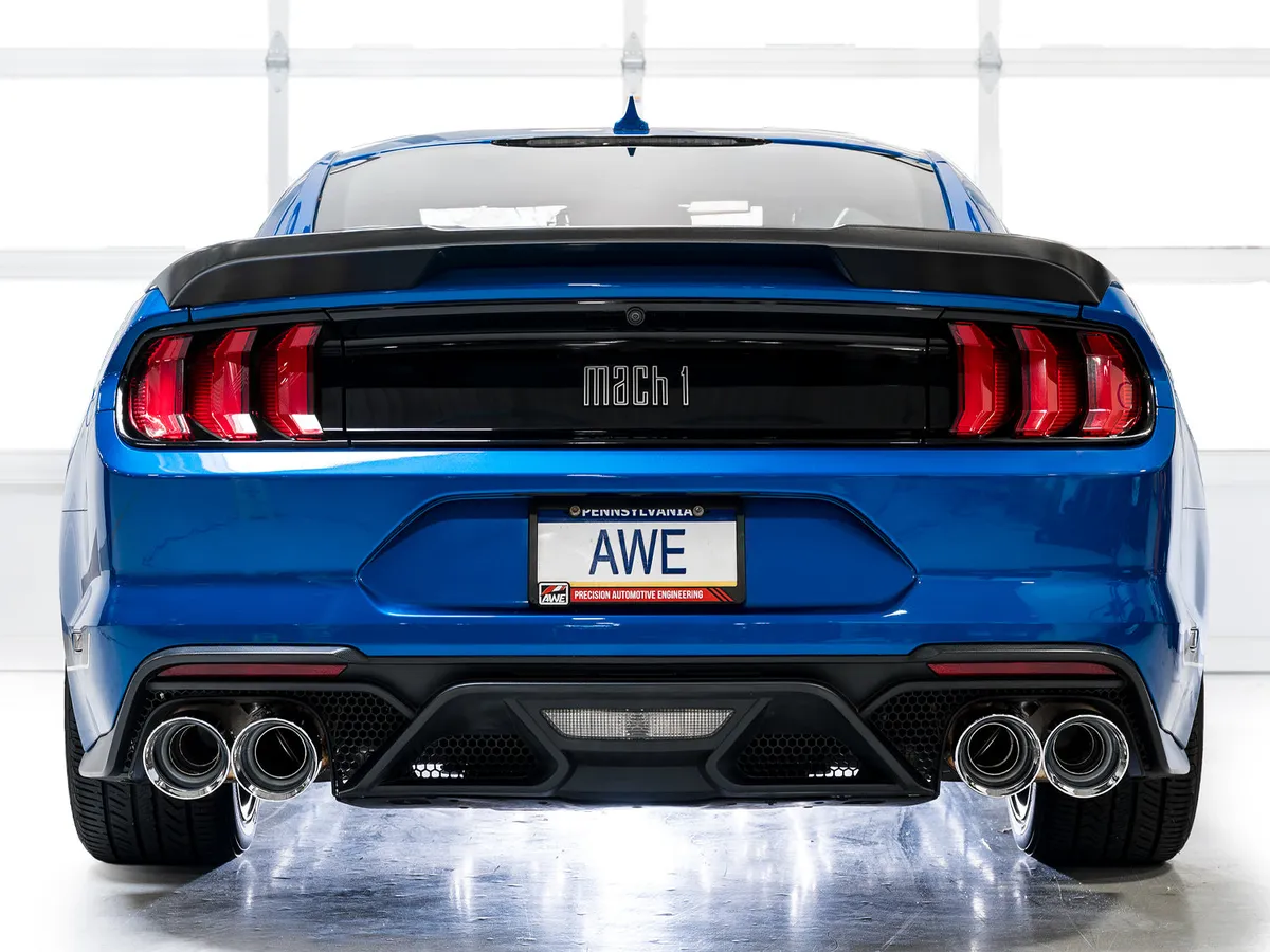 AWE SwitchPath Exhaust for Ford Mustang S550 Mach1 - Quad Diamond Black Tips 3025-43551 product image