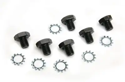 Mr Gasket Chrysler Flexplate Bolts 7/16 10 x 1/2in w/ Star Washers Steel Back Oxide