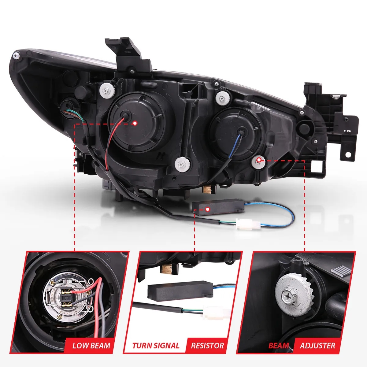1416 Mazda 6 Projector Headlights W/Plank Style Design Black Drive/Pass product image