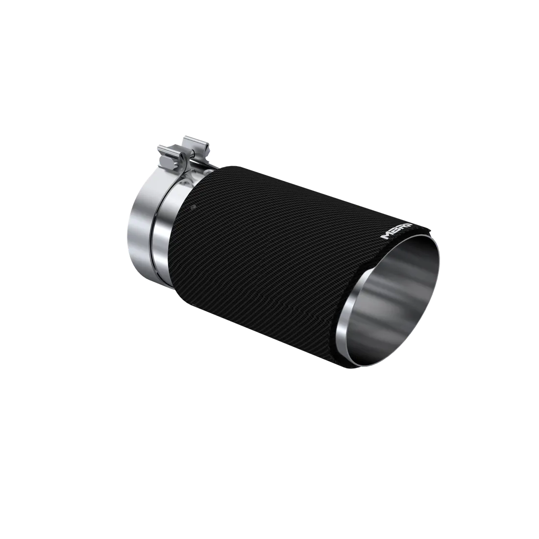 Carbon Fiber Exhaust Tip; 5 in. Inlet Diameter; 6 in. Outlet Diameter; 12 in. Length; Angle Cut; Dual Wall; product image