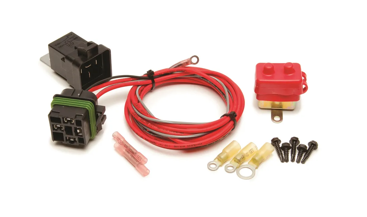 Weatherproof Fan Relay Kit; w/o Thermostatic Switch; Incl. Relay/Circuit Breaker/Relay Base w/Harness/Heat-Shrinkable Crimp-On Terminals/Mounting Hardware; product image