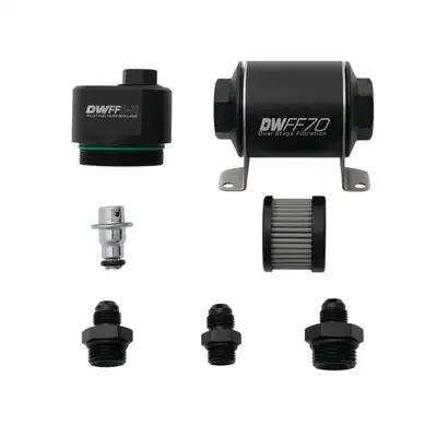 DeatschWerks 70mm Billet Fuel Filter Regulator 10 Micron with 6AN Fittings