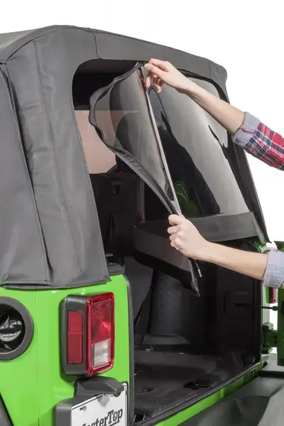 MasterTop Replacement Window Kit 07-09 2DR JK Mopar Factory Top Only (2)Qtr Windows(1) Rear Window Tinted Glass Black Diamond Vinyl MasterTop