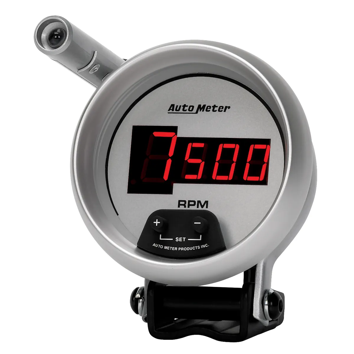 Gauge, Tach, 3 3/4", 10k RPM, Pedestal w/ ext. Quick-Lite, Digital, Slvr Dial w/ Red LED product image