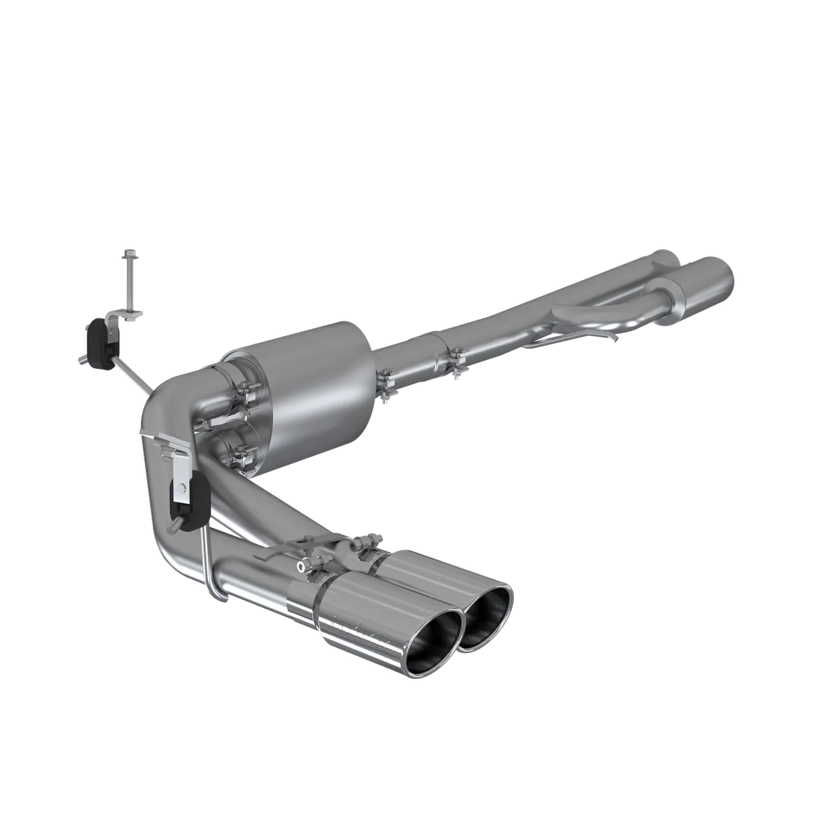 Armor Lite Cat Back Exhaust System; 3 in.; Incl. Front Pipe/Ext. Pipe/Muffler/Tailpipe/Hardware/4 in. OD Tip; Pre Axle Dual Side Exit; Aluminized; product image