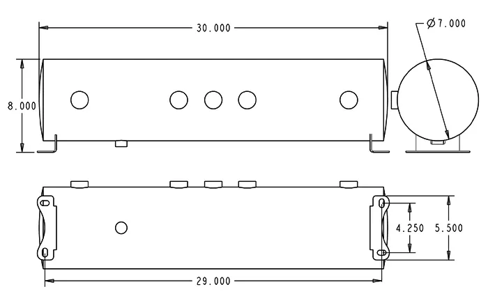 5 Gallon Aluminum Air Tank W/ Four 1/4 Inch NPT Ports And One 1/8 Inch NPT Port30 Inch Long And 7 Inch Diameter Ridetech product image