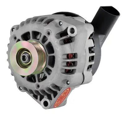 Power Master Alternator; CS130D; Rear Post; 165 Amp; 100 Idle; w/6 Groove Pulley; PLIS Voltage Regulator; Natural;