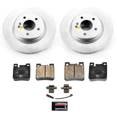 PowerStop Z23 Sport Geomet Coated Rotor Kit For European Vehicles: Genuine Geomet Fully Coated Rotors; Carbon-Fiber Ceramic Pads W/Hardware; Pad Sensors