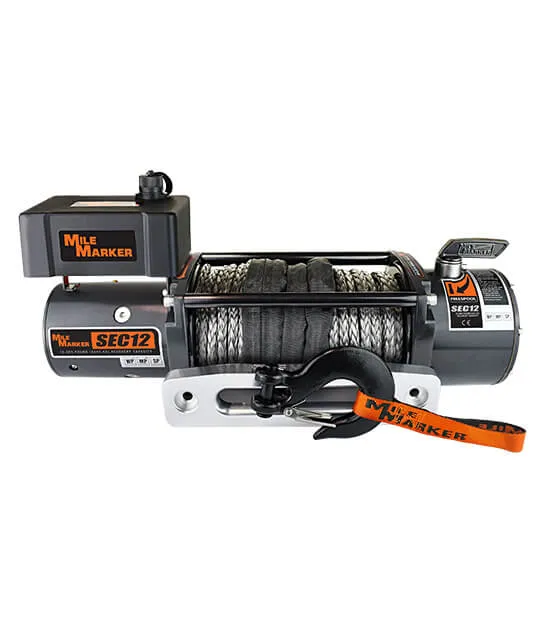 12000 LB Winch w/ 92 Foot Synthetic Rope 4.9 HP Series Wound Motor SEC12 Winch ES Premium Mile Marker product image