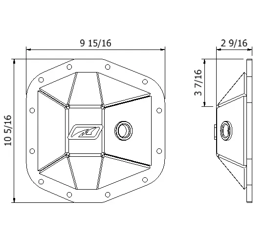 Motobilt Motobilt Dana 44 Front Differential Cover - Bare Steel - JT/JL