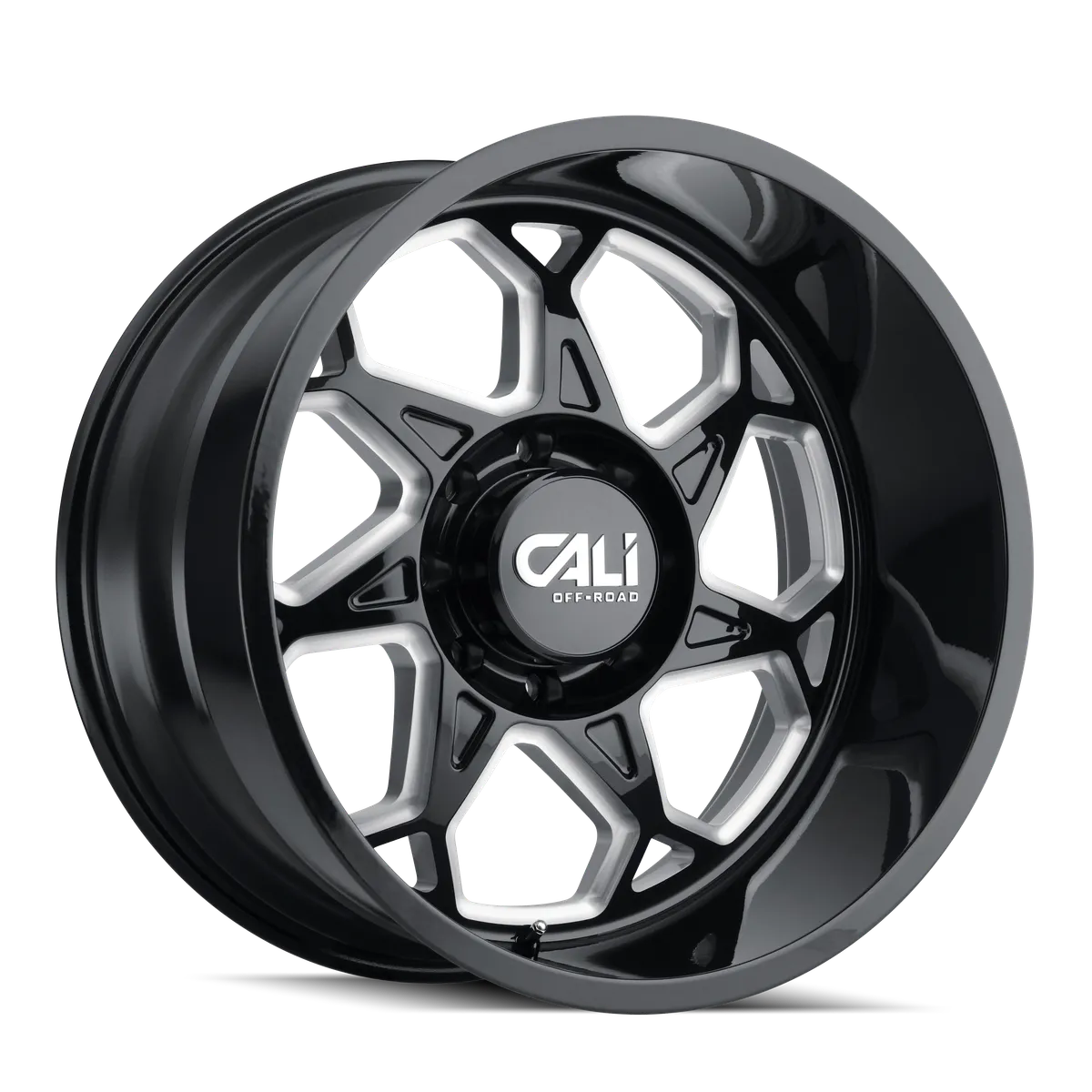 Cali Offroad Cast Aluminum Wheels Sevenfold 9111 GB 20x12 Milled Spokes Gloss Black 6 On 139.7 Bolt Pattern -51 Offset Cali Offroad Wheels