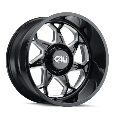 Cali Offroad Cast Aluminum Wheels Sevenfold 9111 GB 20x12 Milled Spokes Gloss Black 6 On 139.7 Bolt Pattern -51 Offset Cali Offroad Wheels