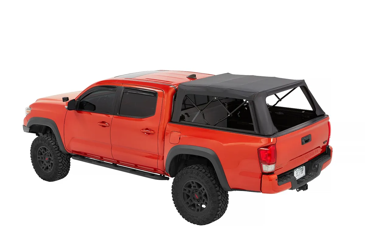 Supertop Truck Bed Cap 2 For Toyota 2016-2023 Tacoma 6.0 Foot Black Diamond PVC Coated Sailcloth No Drill Bestop product image
