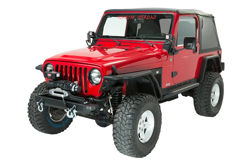 Jeep TJ Winch Plate Steel 97-06 Wrangler TJ Black Textured Powdercoat Piranha Series Fishbone Offroad product image