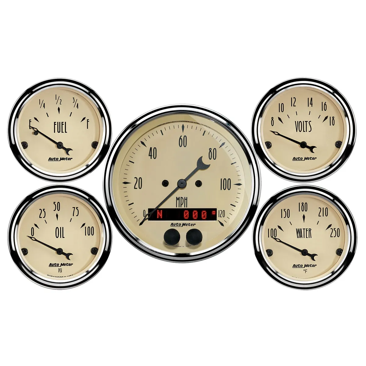 5 Pc. Gauge Kit; 3-3/8in./2-1/16in.; GPS Speedometer; Antique Beige product image