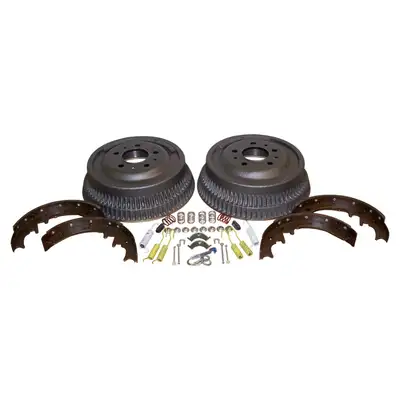 Crown Automotive Jeep Replacement 1984-1989 Cherokee XJ w/ Dana 35 Rear Axle; w/ 10in Drums; Kit includes: 2 drums 1 shoe set and all necessary hardware. 1986-1989 Comanche MJ w/ Dana 35 Rear Axle; ; Kit includes: 2 drums 1 shoe set and all necessary hardware.w/ 10in Drums 1987-1989 Wr