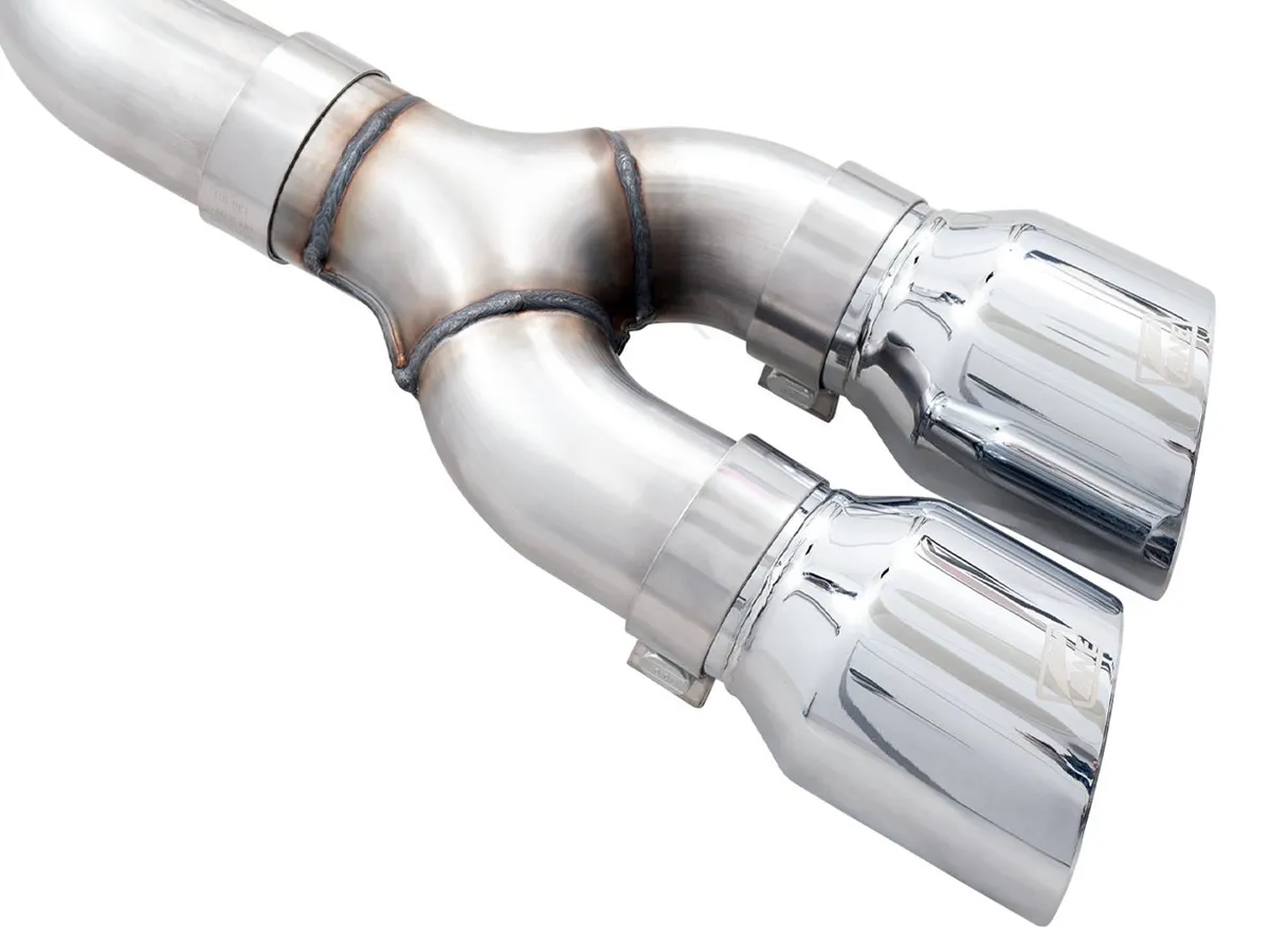AWE 0FG Dual Split Rear Exhaust for '21+ Ford F-150 - 5" Diamond Black Tips product image