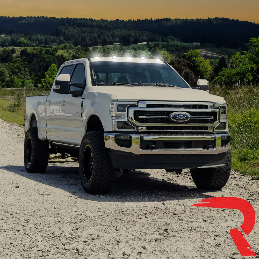 Ford 17-23 Superduty 5-Piece Set Clear Cab Roof Light Lens With 2-Way Forward Rear Facing White Ultra High-Power Leds - Attn This Cab Light Set is For a Fresh Install on a Truck That Did Not Come With OEM Cab Roof Lights no Square Hole Required - on product image