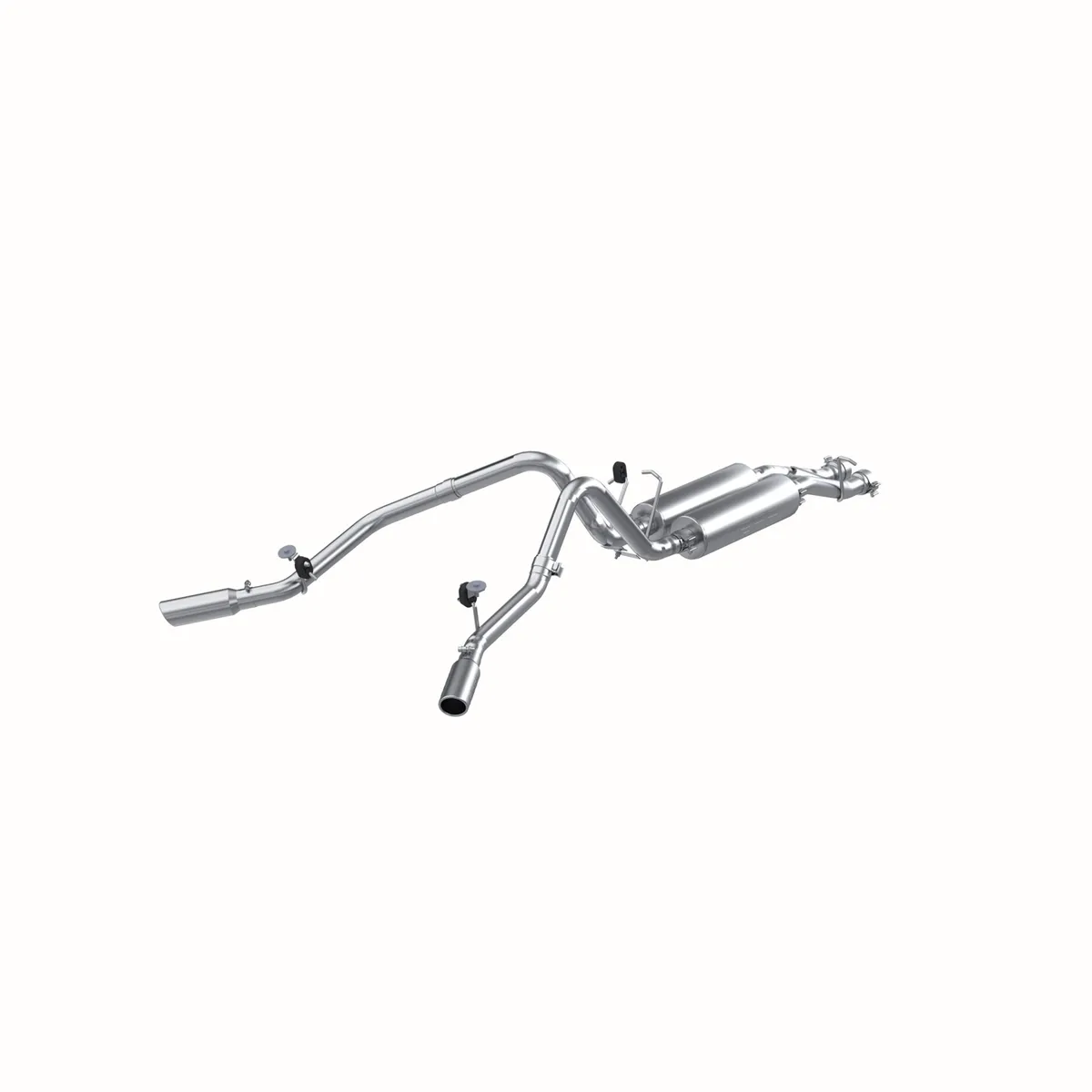 Armor Lite Cat Back Exhaust System; 2.5 in.; Incl. Ext. Pipe/Over Axle Pipes/Tailpipes/Muffler/Hardware/3.5 in. OD Tips; Dual Split Side Exit; Aluminized; product image