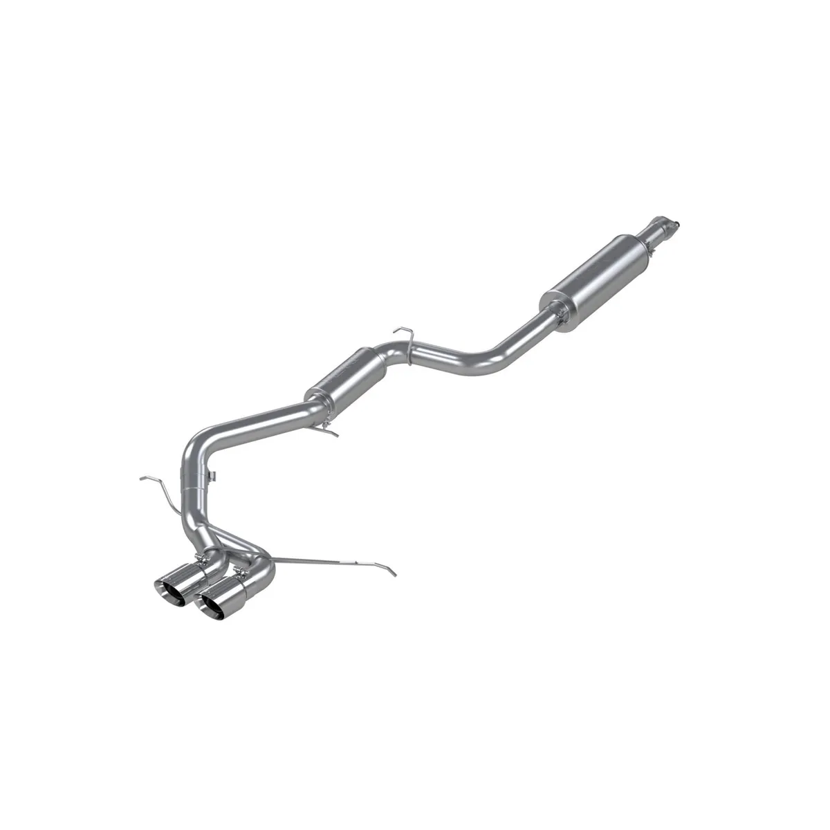 Armor Pro Cat Back Exhaust System; 3 in.; Incl. Ext. Pipe/Muffler/Resonator/Over Axle Pipe/Tailpipe/Hardware/Dual 4 in. OD Tips; Dual Center Exit; T304 Stainless Steel; product image
