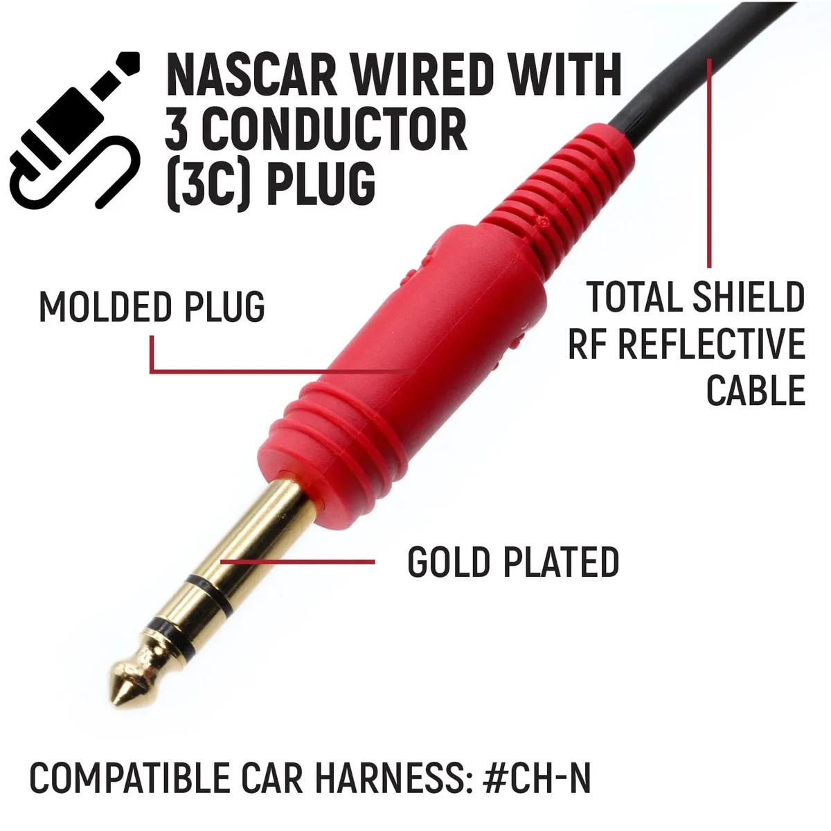 Nascar Wired Helmet Kit With Mic 3.5mm Earbud Jack & Coil Cord product image