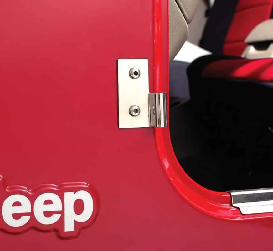 JEEP CJ/YJ/TJ Lower Door Hinge Pair 76-06 CJ Wrangler YJ/TJ Polished Silver Kentrol product image