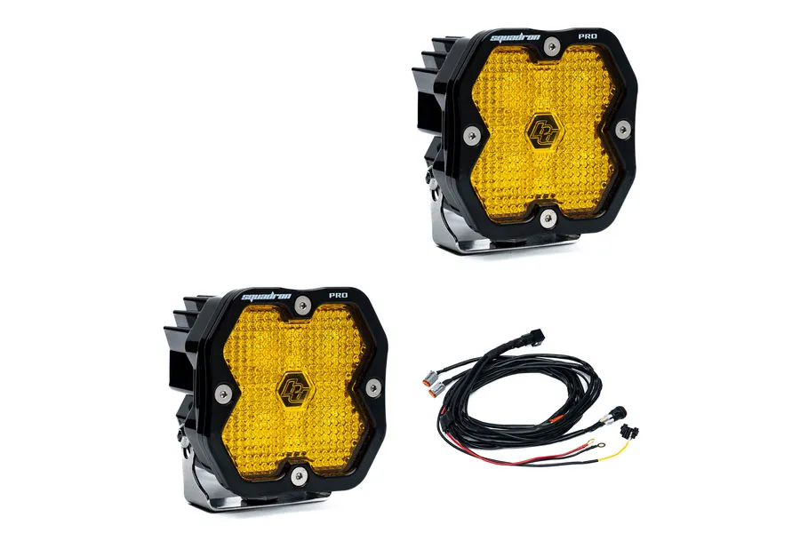 Squadron 2.0 Pro Black LED Auxiliary Light Pod Pair Universal Baja Amber Work/Scene Baja Designs product image