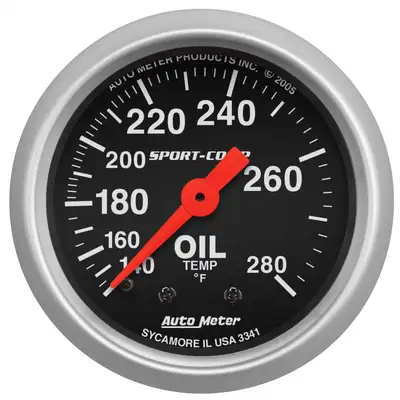 AutoMeter Gauge, Oil Temp, 2 1/16", 140-280?F, Mechanical, Sport-Comp