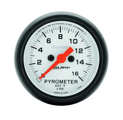 AutoMeter Gauge, Pyrometer (EGT), 2 1/16", 1600?F, Digital Stepper Motor, Phantom