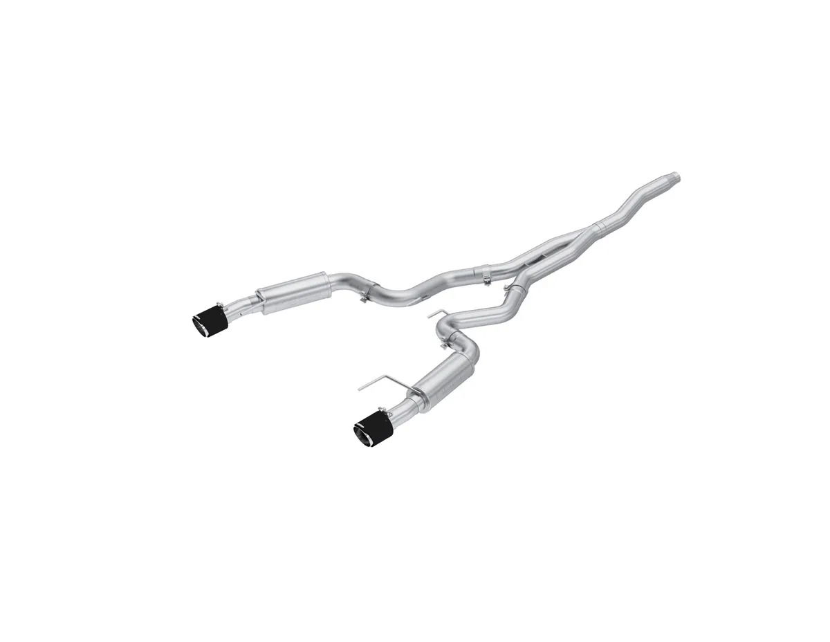 2015-Up Ford Mustang 2.3L EcoBoost and 2019-Up Ford Mustang 2.3L EcoBoost T304 Stainless Steel 3 Inch Cat-Back Dual Split Rear with Carbon Fiber Tips Race Version MBRP product image