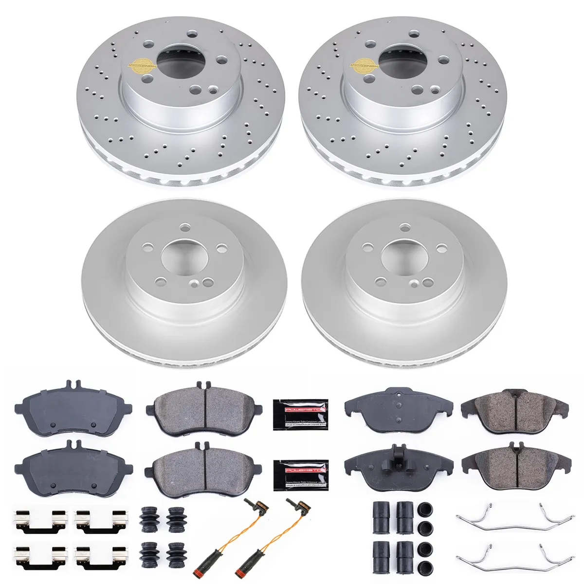 Z23 Sport Geomet Coated Rotor Kit For European Vehicles: Genuine Geomet Fully Coated Rotors; Carbon-Fiber Ceramic Pads W/Hardware; Pad Sensors product image