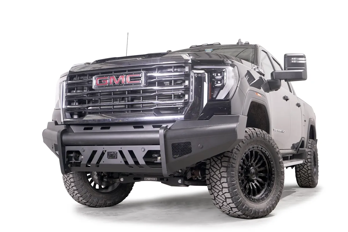 Fab Fours 24c Sierra 2500/3500hd Steel Elite Sensor Front Bumper w/ no Guard Matte Black