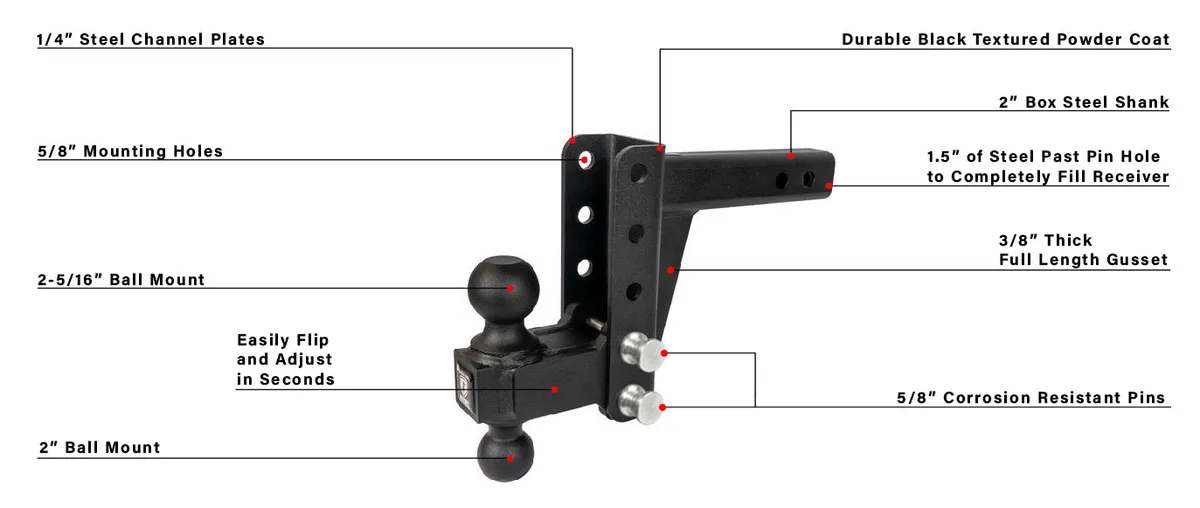 BulletProof 2.0 Medium Duty 4 Drop/Rise Hitch MD204 product image