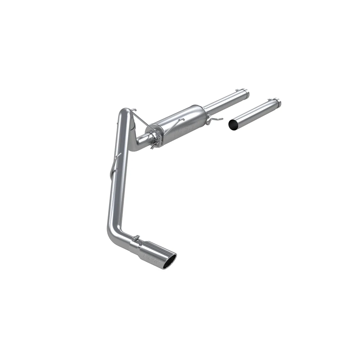 Armor Plus Cat Back Exhaust System; 3 in.; Incl. Ext. Pipe/Muffler/Tailpipe/Hardware/4 in. OD Tip; Single Side Exit; T409 Stainless Steel; product image