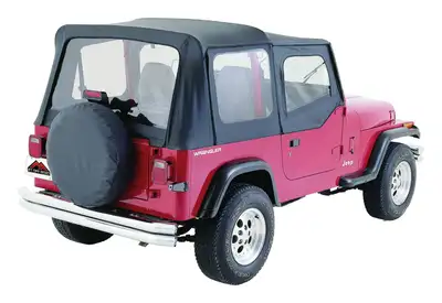 Crown Automotive Jeep Replacement 1987-1995 Wrangler YJ w/ Half Steel Doors; Black Denim; Includes frames soft upper doors & hardware