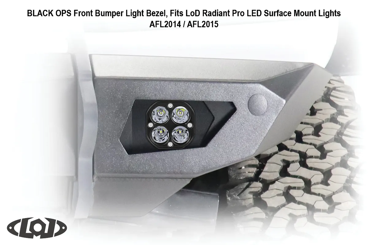 2021+ Bronco Black Ops LOD Radiant Pro Front Light Bezel (pair) (Black Powder Coated) product image