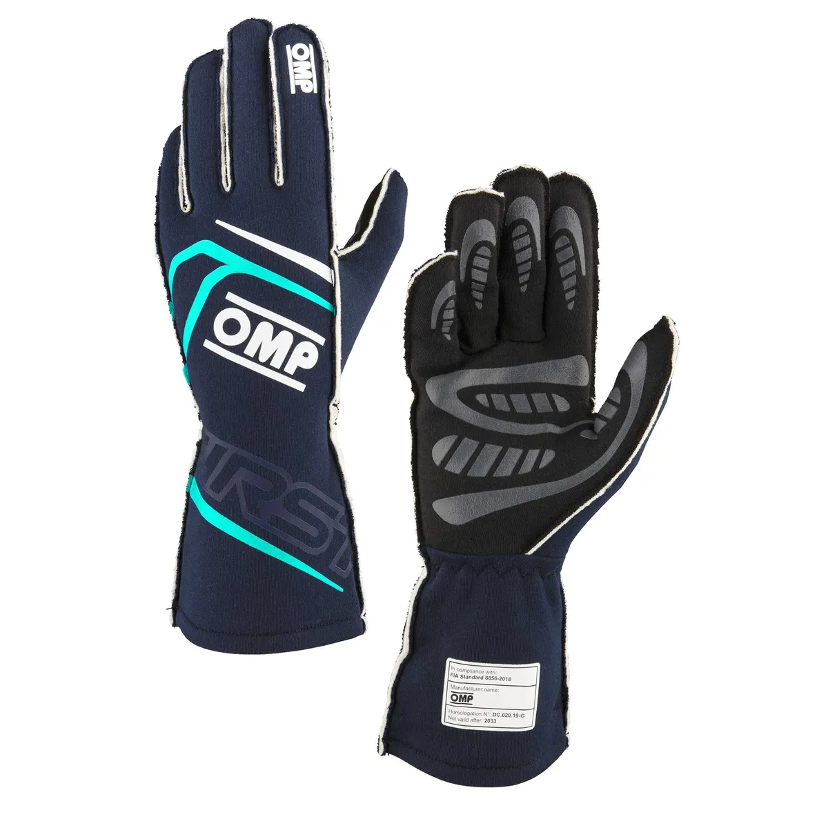 OMP Racing INC First Gloves Fia 8856-20 18 My2025 Navy Blue / ti