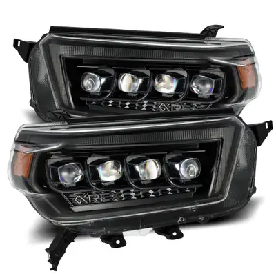 AlphaRex LED Projector Headlights Plank Style Design Alpha Black w Sequential Signal switchback DRL