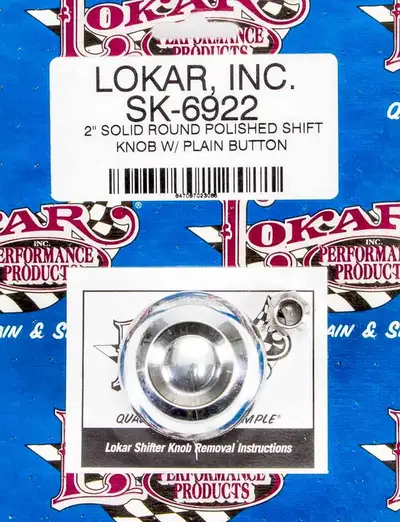 Lokar Auto Transmission Shifter Knob; For Lokar Shifters Only; 2 in.; Plain Push Button; Round; Polished Finish;