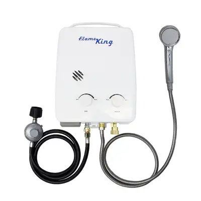 FLAME KING Portable Tankless Water Heater Propane Gas 5l 1.32gpm at 34000 Btu
