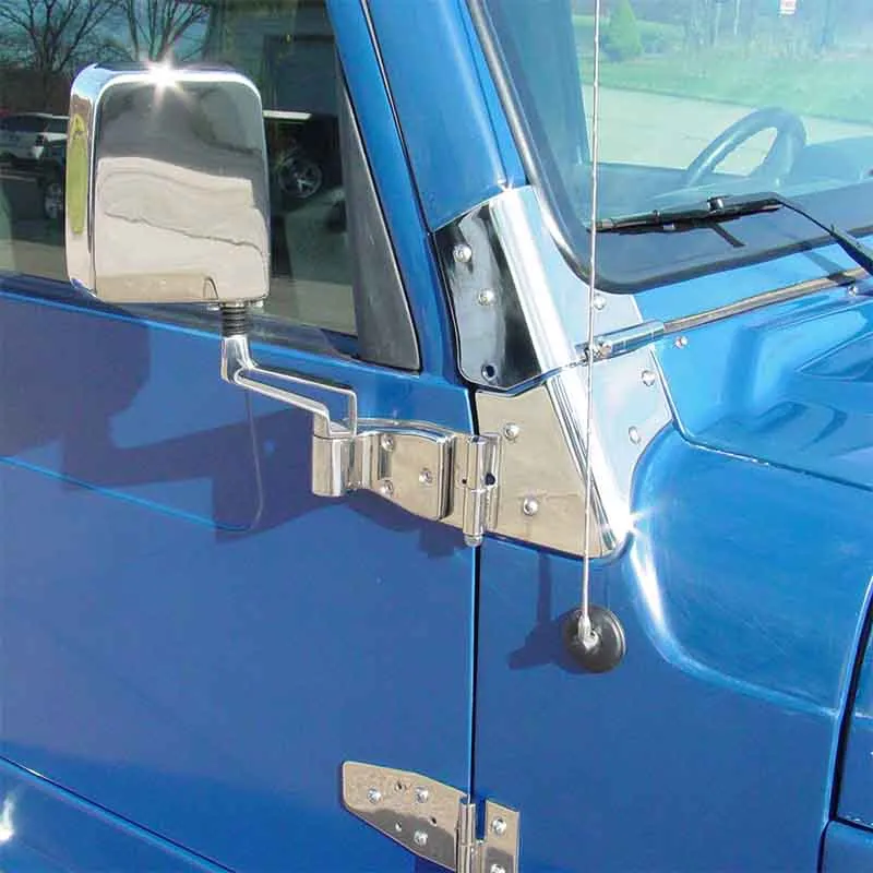 JEEP CJ/YJ/TJ Lower Door Hinge Pair 76-06 CJ Wrangler YJ/TJ Polished Silver Kentrol product image