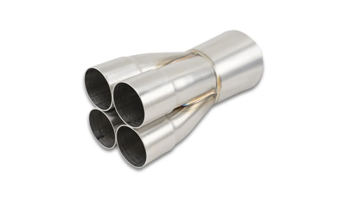 4-1 Merge Collector; 2.125 in. Inlet I.D.; 3.5 in. Merge O.D.; 4 in. Outlet O.D.; 9.875 in. Overall Length; product image