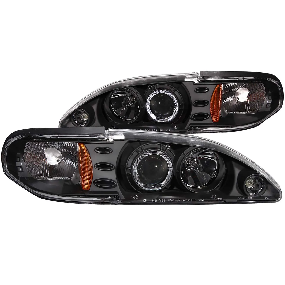 Projector Headlight Set w/Halo; Clear Lens; Black Housing; Pair; 1 pc.; product image
