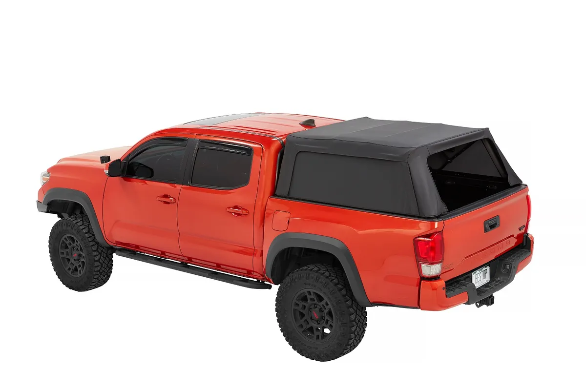 Supertop Truck Bed Cap 2 For Toyota 2016-2023 Tacoma 6.0 Foot Black Diamond PVC Coated Sailcloth No Drill Bestop product image