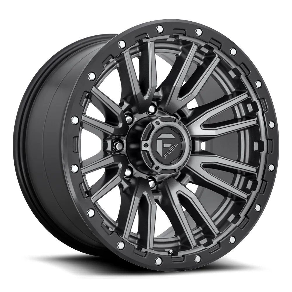 Aluminum Wheels 20X9 Rebel D680 8 On 180 Matte Gunmetal Gray Black Bead Ring 124.3 Bore 1 Offset Fuel Off Road Wheels product image