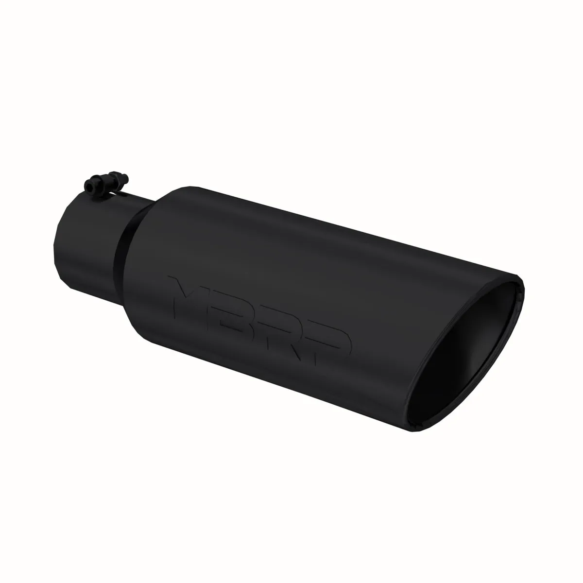 Armor BLK Exhaust Tip; 4 in. Inlet Diameter; 6 in. Outlet Diameter; 18 in. Length; Rolled Edge; 304 Stainless Steel; Black Coated; product image